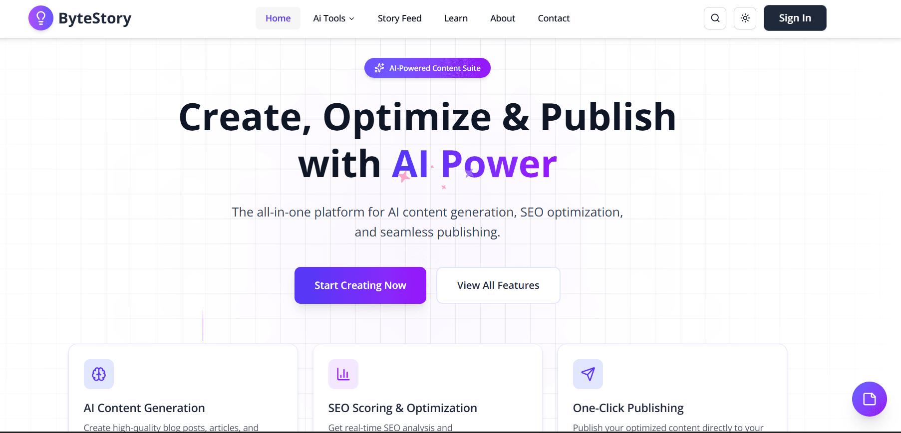 ByteStory – AI Blogging Platform project screenshot